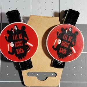 Set of I'll Be Right Back Horror Hairclips